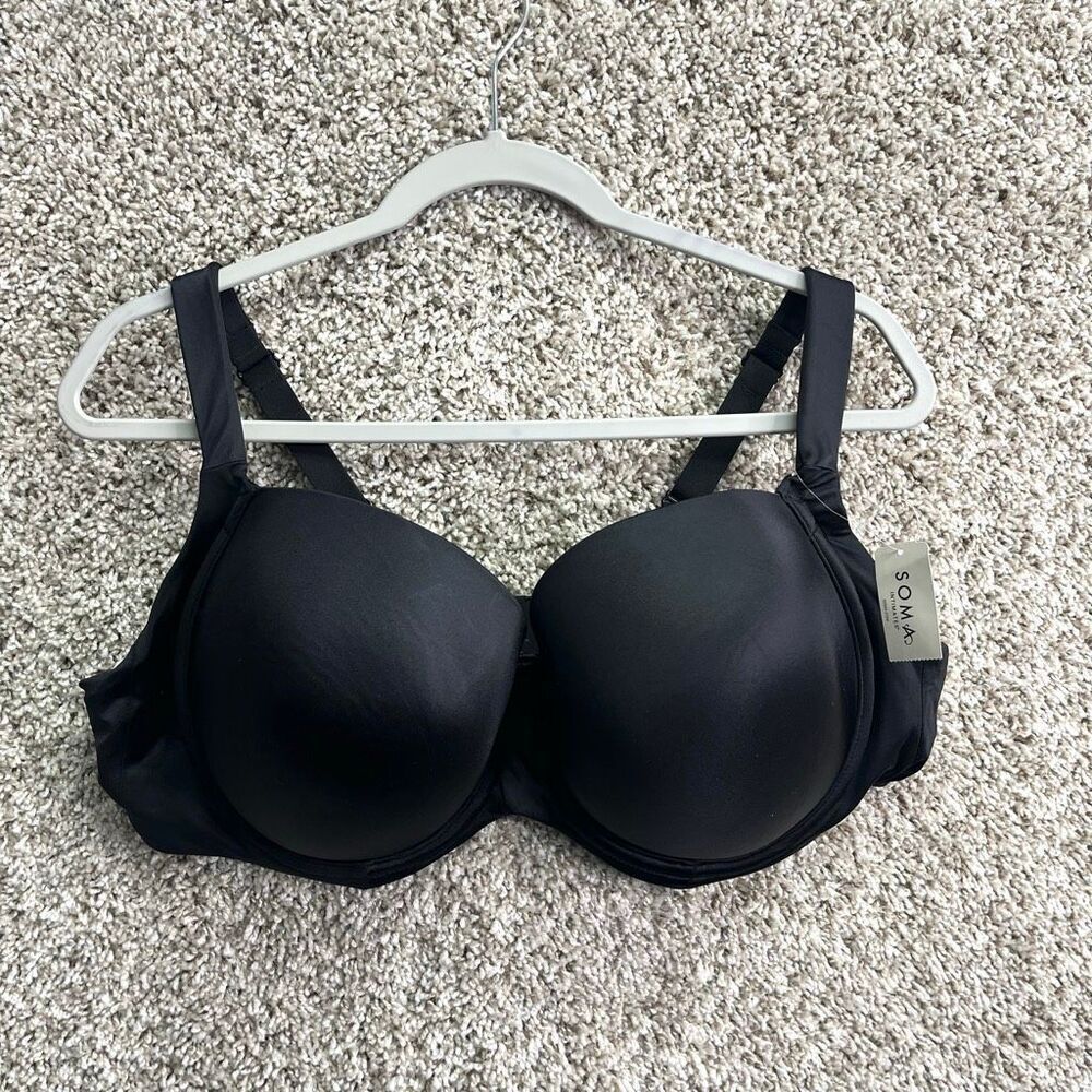 Soma Bra Women’s 44DD Black Stunning Support Smooth Full Coverage‎ NWT